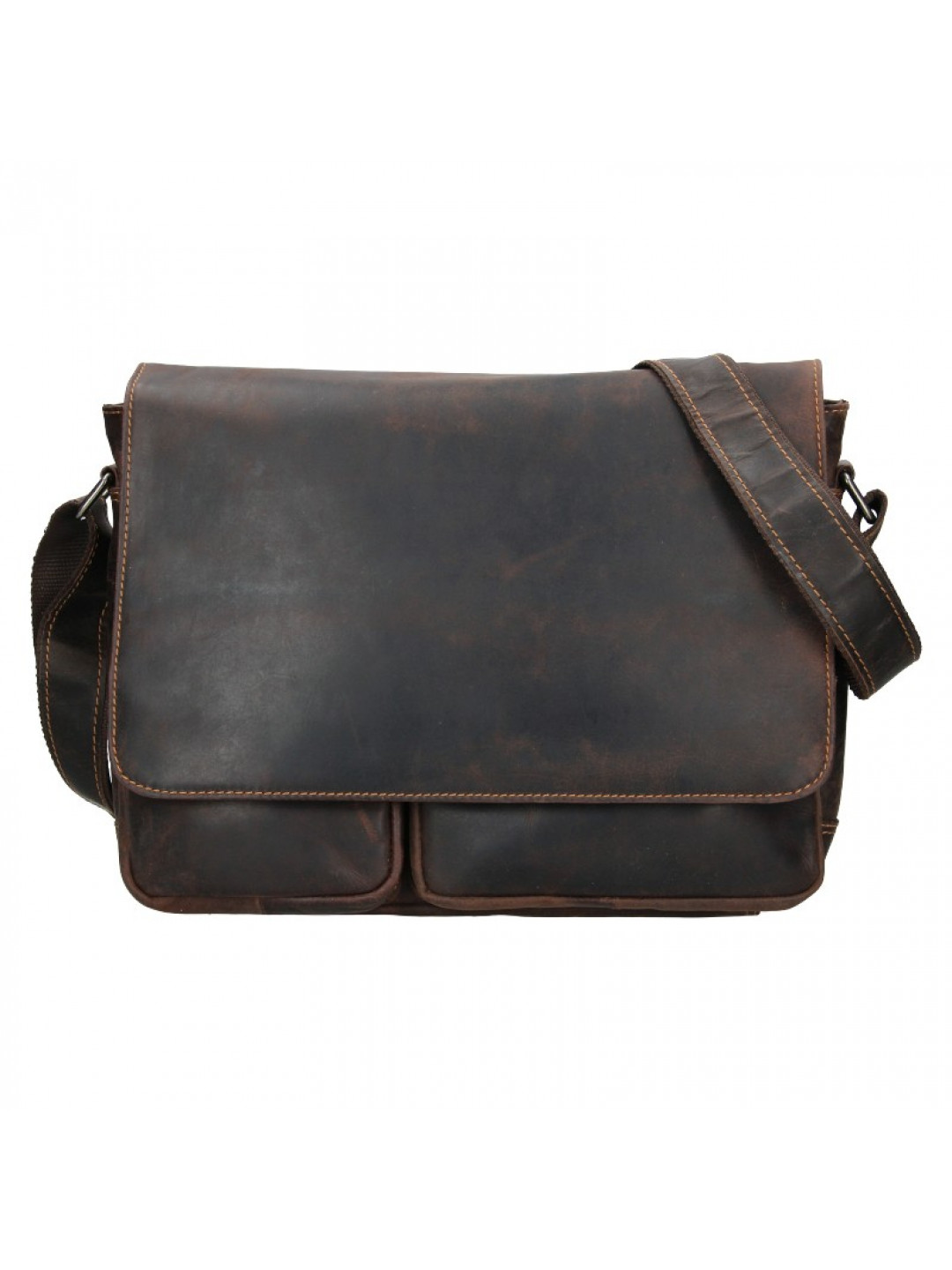 Pánská kožená taška přes rameno Greenwood Josh – tmavě hnědá